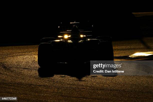 Romain Grosjean of France driving the Haas F1 Team Haas-Ferrari VF-17 Ferrari in the Pitlane during day three of Formula One winter testing at...