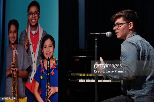 Kevin Garrett, VH1 sponsorship featured artist speaks to Kelly Miller Middle School music students about songwriting and performing on March 1, 2017...