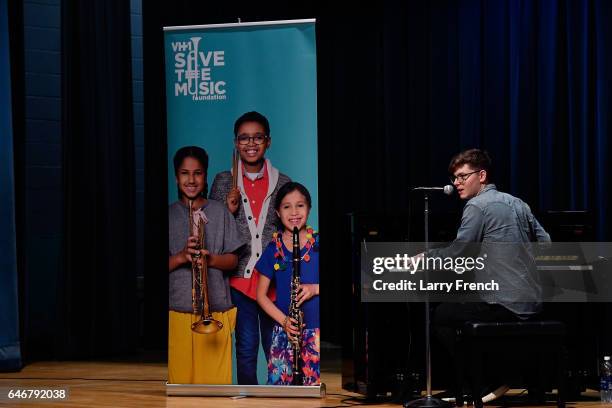 Kevin Garrett, VH1 sponsorship featured artist speaks to Kelly Miller Middle School music students about songwriting and performing on March 1, 2017...