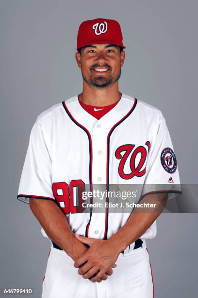 Jeremy Guthrie of the Washington Nationals poses during Photo Day on Thursday, February 23, 2017 at the Ballpark of the Palm Beaches in West Palm...