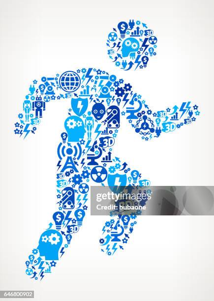 running icon robot and robotics automation vector pattern - virtual run stock illustrations