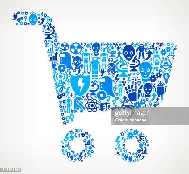 shopping cart icon robot and robotics automation vector pattern - autonomous systems stock illustrations