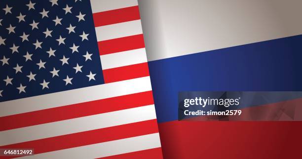 usa and russian flag background - usa russia stock illustrations