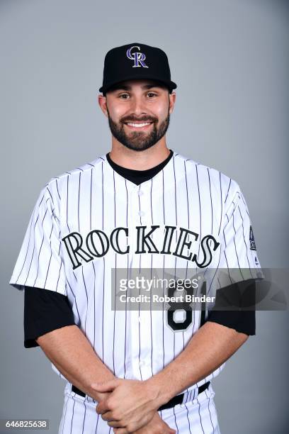 Anthony Bemboom of the Colorado Rockies poses during Photo Day on Thursday, February 23, 2017 at Salt River Fields at Talking Stick in Scottsdale,...