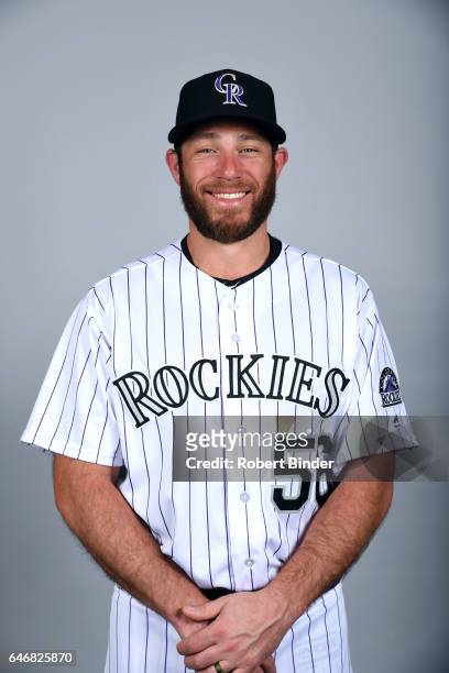 Greg Holland of the Colorado Rockies poses during Photo Day on Thursday, February 23, 2017 at Salt River Fields at Talking Stick in Scottsdale,...