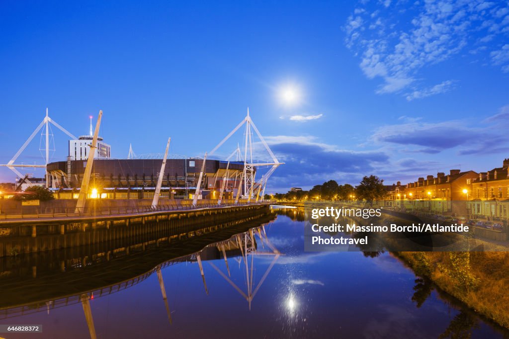 Cardiff City Centre, the Millennium Stadium and the river Taff