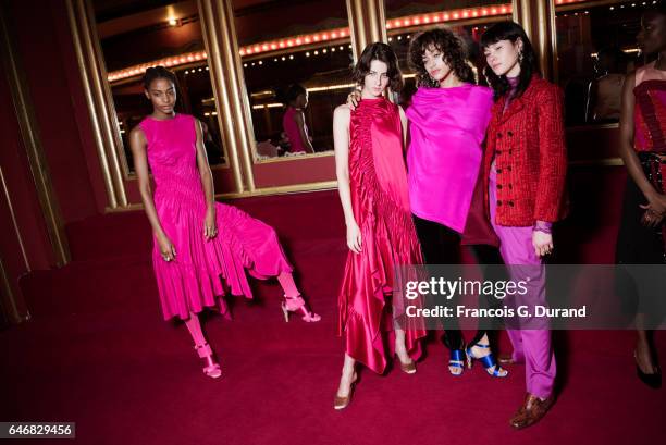 Model Alanna Arrington poses backstage before the Koche show as part of the Paris Fashion Week Womenswear Fall/Winter 2017/2018 on February 28, 2017...