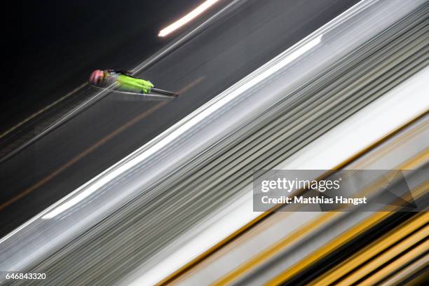 Manuel Fettner of Austria competes in the Men's Ski Jumping HS130 qualification round during the FIS Nordic World Ski Championships on March 1, 2017...