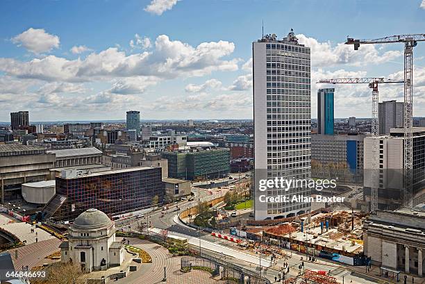 redeveloped skyline of skyscrapers in birmingham - birmingham england stock pictures, royalty-free photos & images