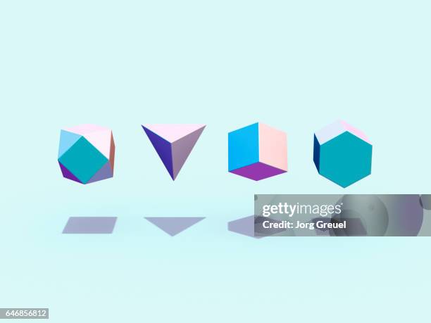 Floating geometric shapes