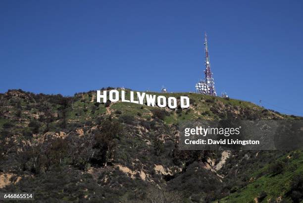 The Hollywood Sign is seen on March 1, 2017 in Los Angeles, California.