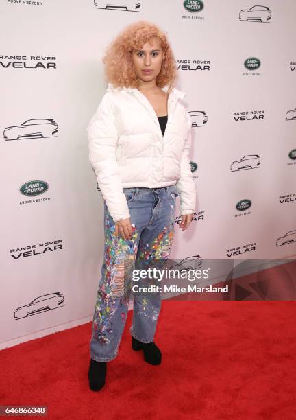 Raye arrives at the launch of the New Range Rover Velar on March 1, 2017 in London, United Kingdom.