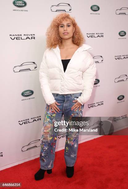 Raye arrives at the launch of the New Range Rover Velar on March 1, 2017 in London, United Kingdom.