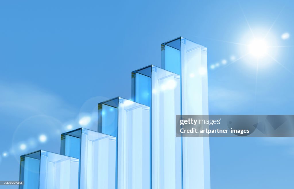 Glass pillars forming a bar chart