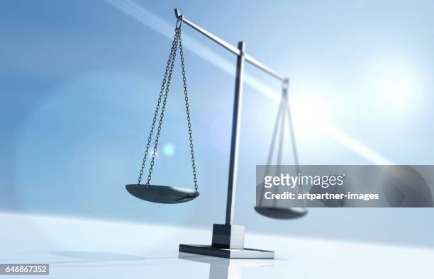 balanced weight scale - justice concept stock-fotos und bilder