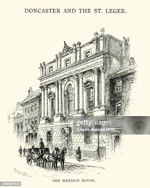 mansion house, doncaster, 19th century - mansion house stock illustrations