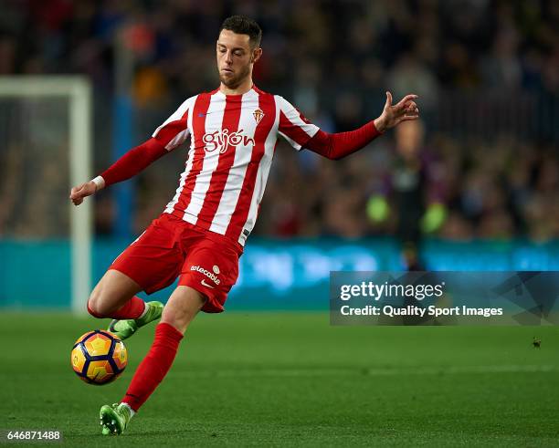 Burgui of Real Sporting de Gijon during the La Liga match between FC Barcelona and Real Sporting de Gijon at Camp Nou Stadium on March 1, 2017 in...