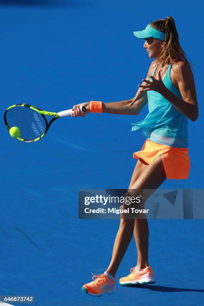 Daniela Hantuchova of Slovakia returns the ball during the match between Daniela Hantuchova and Monica Puig as part of the Abierto Mexicano Telcel...