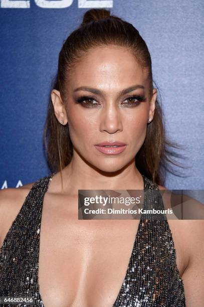 Actress Jennifer Lopez attends The Season 2 Premiere Of "Shades Of Blue" hosted by NBC And The Cinema Society at The Roxy Hotel Cinema on March 1,...