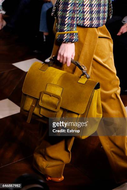 Bag detail at the Tory Burch show during the New York Fashion Week February 2017 collections on February 14, 2017 in New York City.