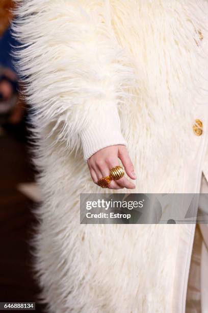 Cloth detail at the Tory Burch show during the New York Fashion Week February 2017 collections on February 14, 2017 in New York City.