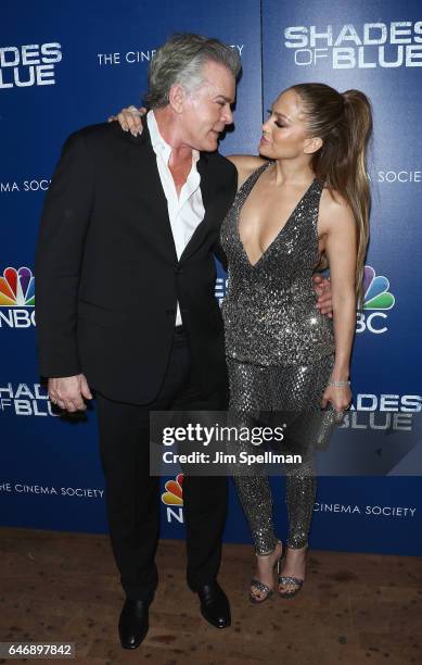 Actor Ray Liotta and actress/singer Jennifer Lopez attend the season 2 premiere of "Shades Of Blue" hosted by NBC and The Cinema Society at The Roxy...