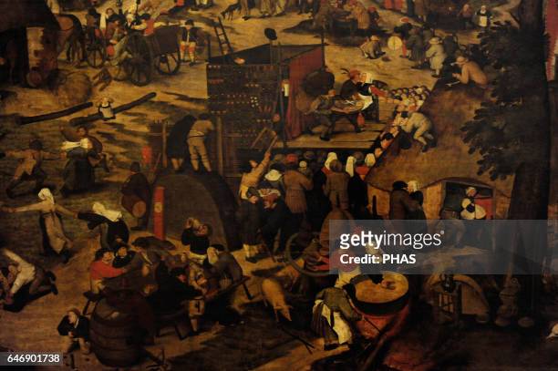 Pieter Brueghel the Younger . Fair with a Theatrical Presentation. First halph of the 17th century. Detail. Oil on panel. The State Hermitage Museum,...