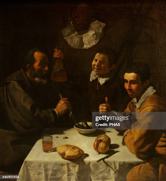 Diego Velazquez . Spanish painter. Baroque Period. Spanish Golden Age. The Lunch. 1617. The State Hermitage Museum, St. Petersburg, Russia.