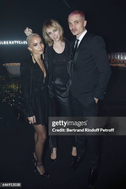 Zoe Kravitz, Edie Campbell and Karl Glusman attend Yves Saint Laurent Beauty Party as part of the Paris Fashion Week Womenswear Fall/Winter 2017/2018...