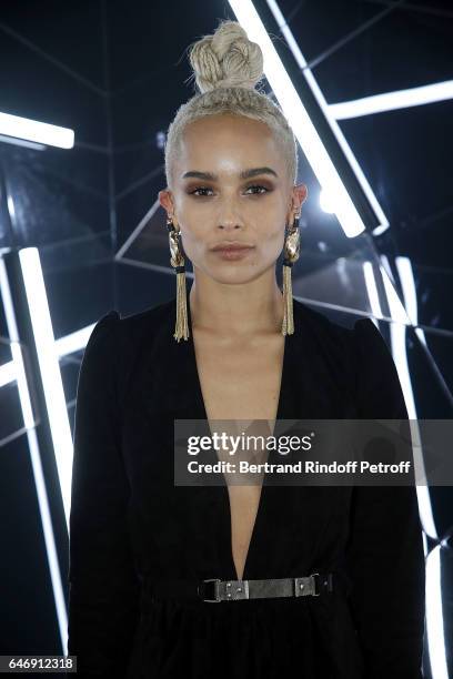 Zoe Kravitz attends Yves Saint Laurent Beauty Party as part of the Paris Fashion Week Womenswear Fall/Winter 2017/2018 at Carre Des Sangliers on...