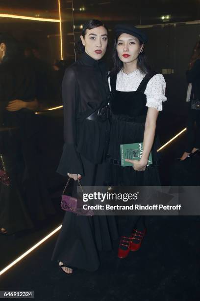 Mia Moretti and guest attend Yves Saint Laurent Beauty Party as part of the Paris Fashion Week Womenswear Fall/Winter 2017/2018 at Carre Des...