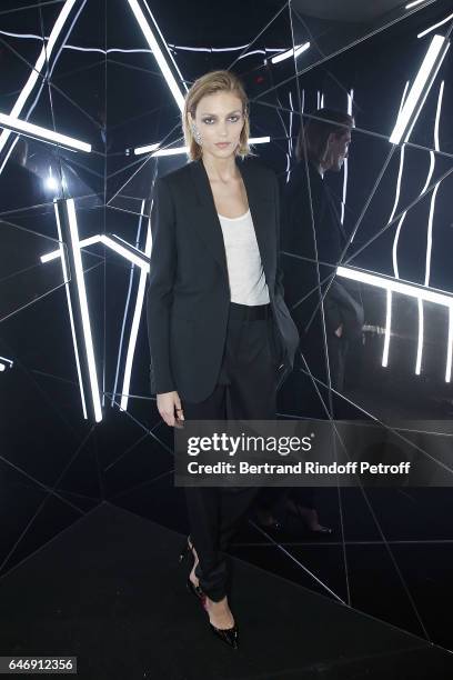 Model Anja Rubik attends Yves Saint Laurent Beauty Party as part of the Paris Fashion Week Womenswear Fall/Winter 2017/2018 at Carre Des Sangliers on...