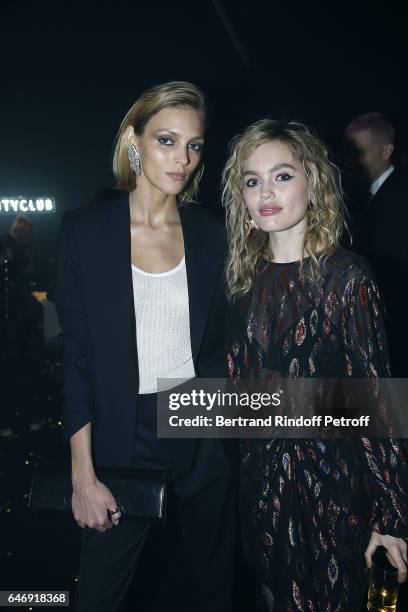 Anja Rubik and Staz Lindes attend Yves Saint Laurent Beauty Party as part of the Paris Fashion Week Womenswear Fall/Winter 2017/2018 at Carre Des...