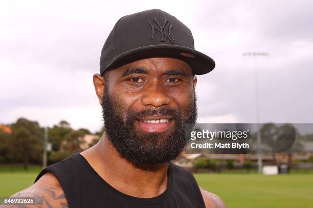 Semi Radradra poses for a photo during the Parramatta Eels NRL Media Day at Old Sales Yard Reserve on March 2, 2017 in Sydney, Australia.