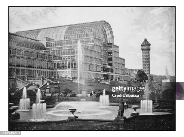 antique london's photographs: the crystal palace - crystal palace london stock illustrations