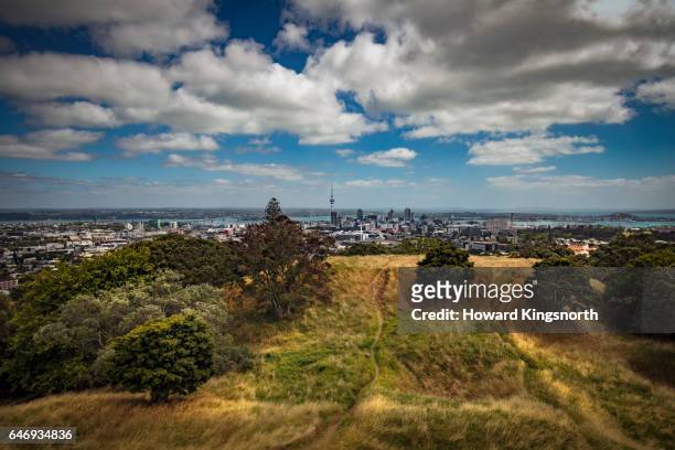 auckland city viewed from mount eden - mount eden stock pictures, royalty-free photos & images