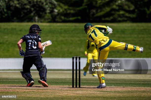 Katie Perkins batting during the Women's One Day International match between the New Zealand White Ferns and the Australia Southern Stars on March 2,...