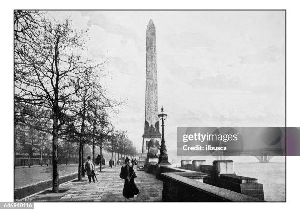 antique london's photographs: cleopatra's needle - cleopatra s needle london stock illustrations