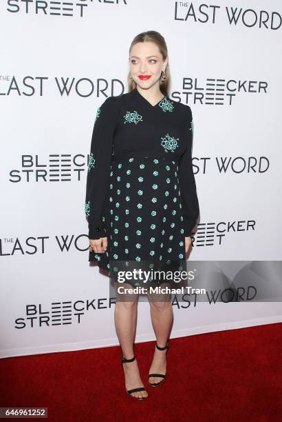 Amanda Seyfried arrives at the Los Angeles premiere of "The Last Word" held at ArcLight Hollywood on March 1, 2017 in Hollywood, California.