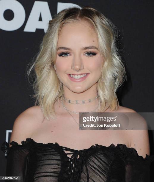 Social influencer Maddi Bragg arrives at the Los Angeles premiere "Before I Fall" at Directors Guild Of America on March 1, 2017 in Los Angeles,...