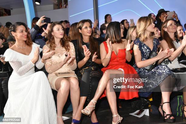 Alicia Fall, Rachel Legrain Trapani, Malika Menard, Gyselle Soares and Eleonore Boccara attend the Christophe Guillarme show as part of the Paris...