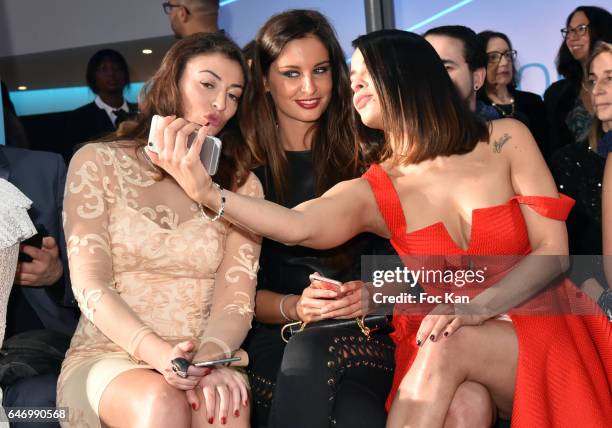 Rachel Legrain Trapani, Malika Menard and Gyselle Soares attend the Christophe Guillarme show as part of the Paris Fashion Week Womenswear...