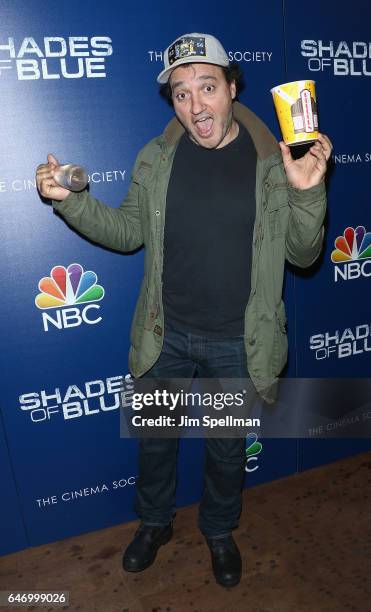 Actor Gregg Bello attends the season 2 premiere of "Shades Of Blue" hosted by NBC and The Cinema Society at The Roxy on March 1, 2017 in New York...