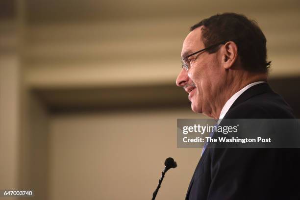 Vincent C. Gray of DC Ward Seven speaks during a swearing in ceremony in Washington DC on January 2, 2017. The new DC City Council was sworn in at a...