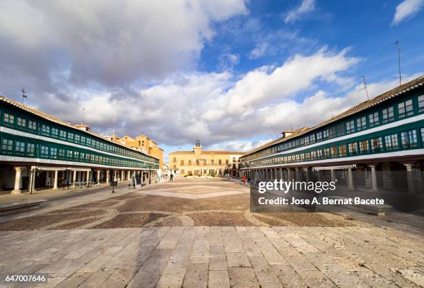 town hall, plaza mayor, almagro, ciudad real province, castilla-la mancha, spain - ciudad real stock pictures, royalty-free photos & images