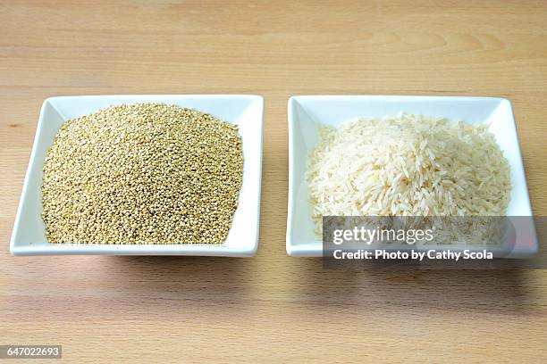 healthy vs. unhealthy - quinoa foto e immagini stock