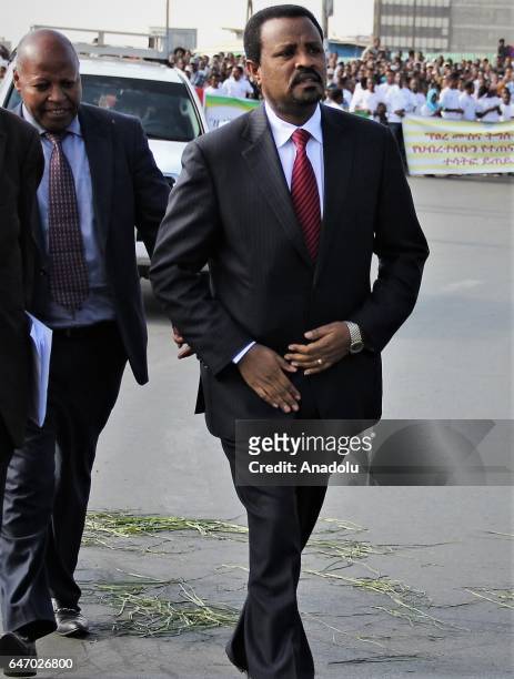 Mayor of Addis Ababa Driba Kuma attends the celebration of the 121st Anniversary of Ethiopia's Battle of Adwa at King II Menelik Square in Addis...