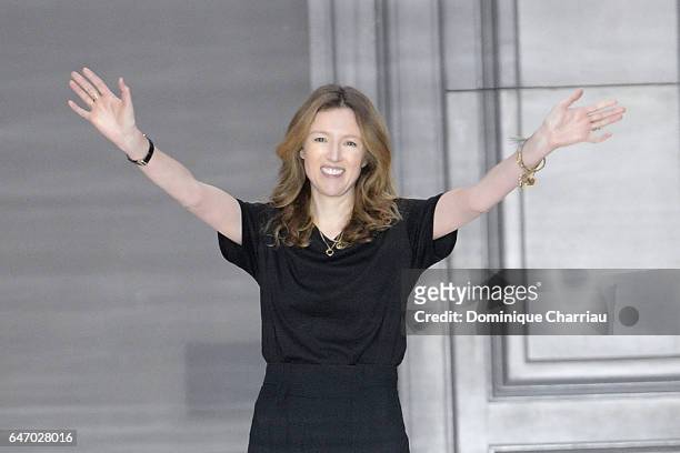 Designer Clare Waight Keller is seen on the runway during the Chloe show as part of the Paris Fashion Week Womenswear Fall/Winter 2017/2018 on March...
