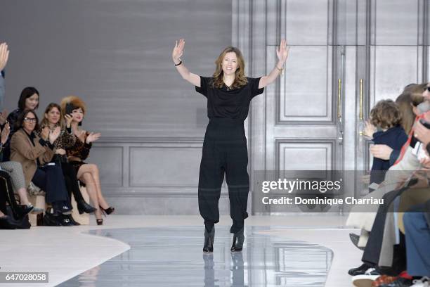 Designer Clare Waight Keller is seen on the runway during the Chloe show as part of the Paris Fashion Week Womenswear Fall/Winter 2017/2018 on March...