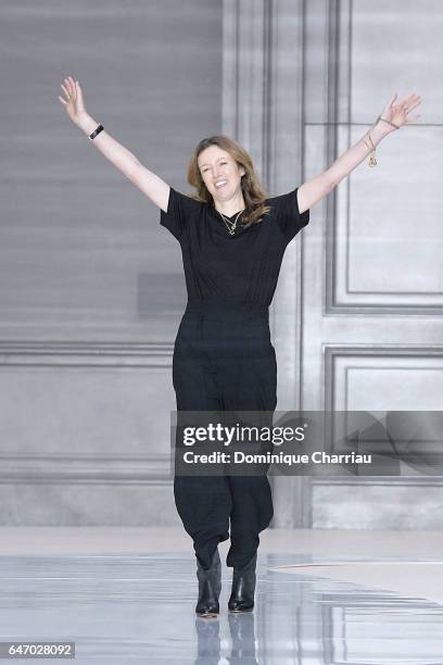 Designer Clare Waight Keller is seen on the runway during the Chloe show as part of the Paris Fashion Week Womenswear Fall/Winter 2017/2018 on March...